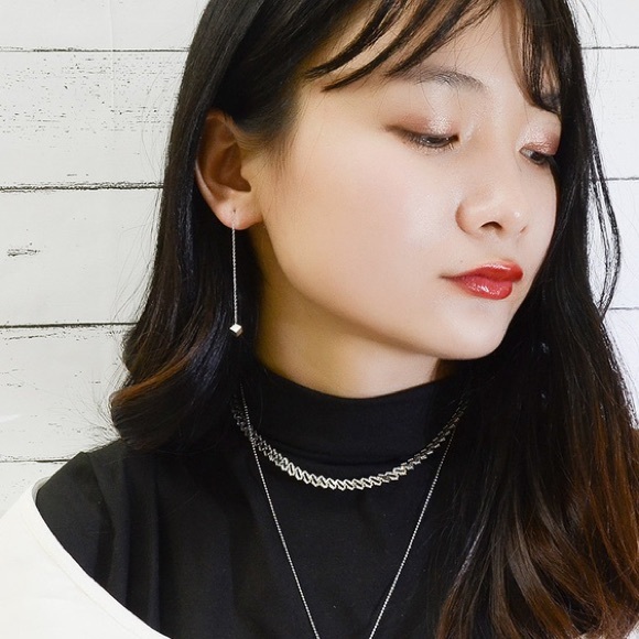 Square Long Earrings Stainless Steel Earrings - Picture 3 of 4